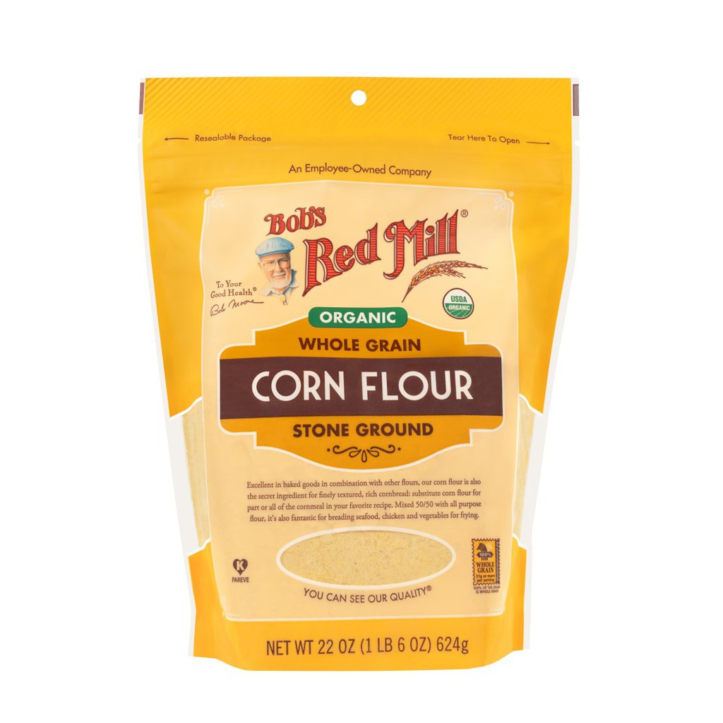 Bột ngô, bột bắp hữu cơ Bob's Red Mill 624g tách lẻ 100g kết hợp làm nhiều loại bánh