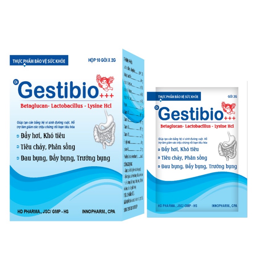 Men tiêu hoá Gestibio giúp giảm đầy hơi, khó tiêu, trướng bụng Hộp nhỏ 10 gói, lớn 20 gói