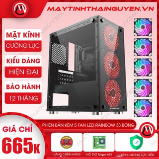 Vỏ máy tính XIGMATEK NYX - M-ATX, 2 MẶT KÍNH Phiên bản 5 Fan LED Rainbow 33 bóng nhiều màu
