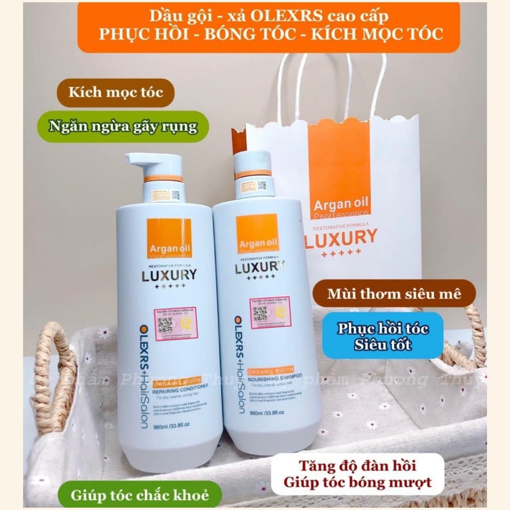 Dầu gội cặp Minhchaustore cặp gội xả Olexrs hairsalon Luxury phục hồi tóc khô xơ hư tổn ngăn rụng tóc và kích mọc tóc