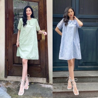  Đầm babydoll suông ngắn Đầm suông có bâu Cao Cấp tay ngắn cổ tròn dài trên dùi nữ tính quyến rũ - MiNhi Fashion 