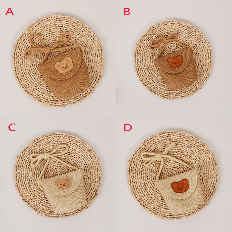 Ba Lô Đan Cói Hình Gấu Hoạt Hình Thời Trang Mùa Hè Cho Bé