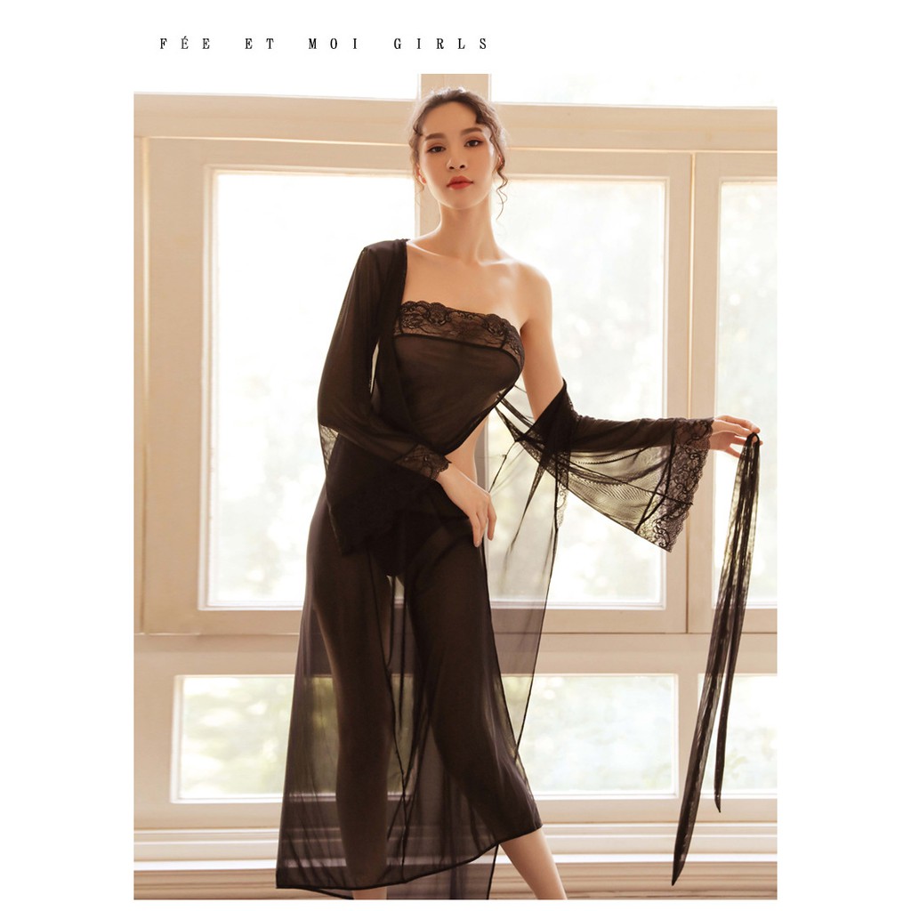 Set Đồ Ngủ Cosplay Cổ Trang Võ Tắc Thiên Phiên Bản Màu Đen Costume Sexy | BigBuy360 - bigbuy360.vn