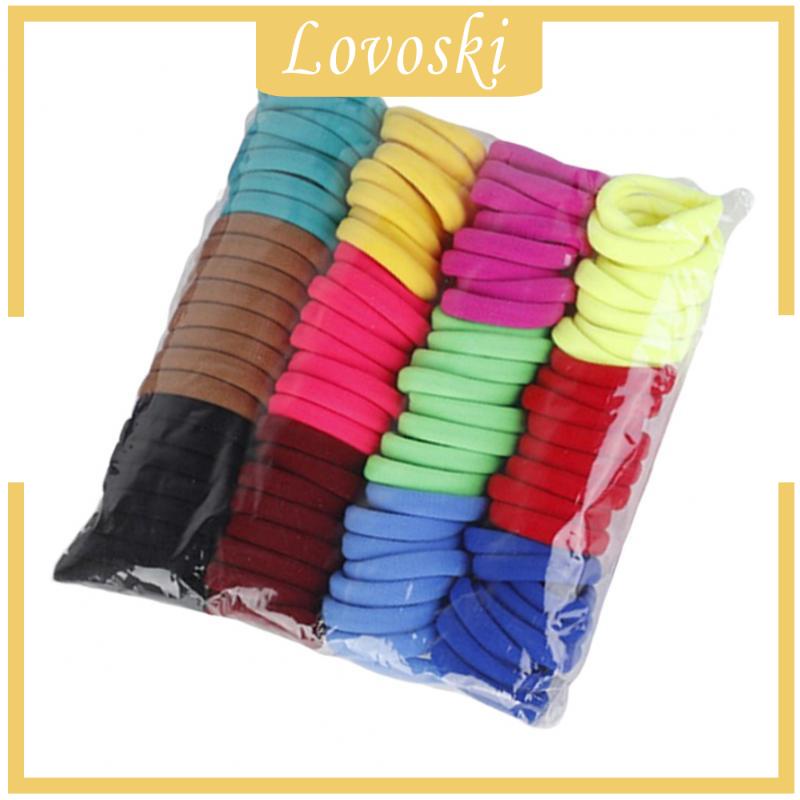 Set 100 Dây Cột Tóc Co Giãn Không Đường May Nhiều Màu Sắc 7cm Dành Cho Nữ