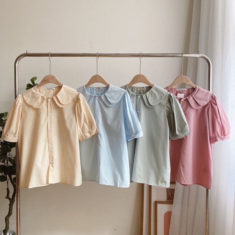 Áo sơ mi cổ 2 lá sen