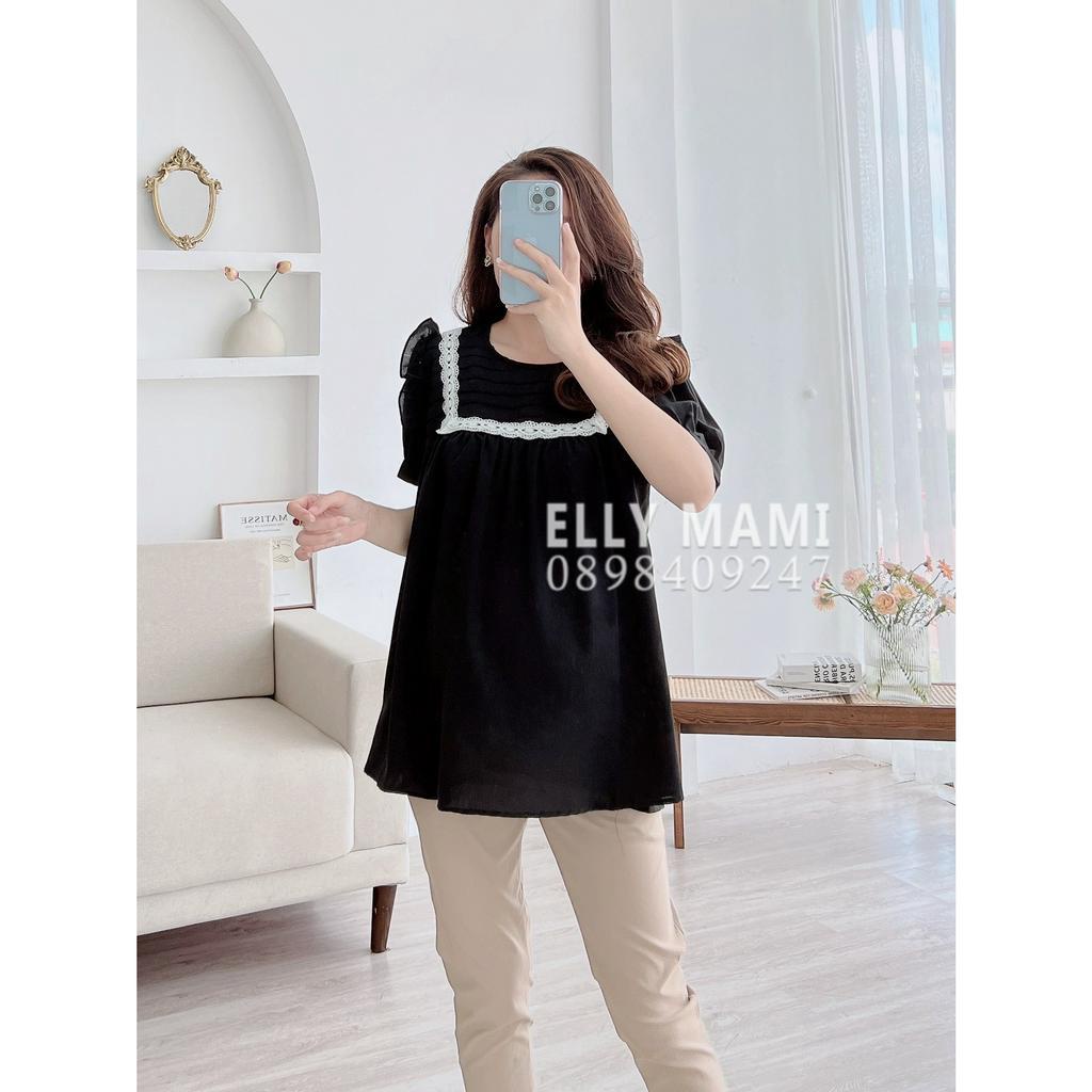 ( 40kg - 95kg ) Set Áo Bầu , Bigsize Cổ Ren Vuông Mặc Thoải Mái Suốt Thai Kì &amp; Sau Sinh Thiết Kế Cao Cấp