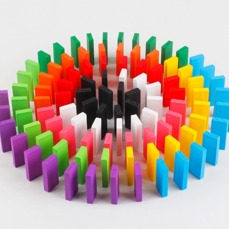 Đồ chơi trẻ em Domino - Đồ chơi xếp hình nhiều thanh gỗ màu, an toàn bền nhẵn