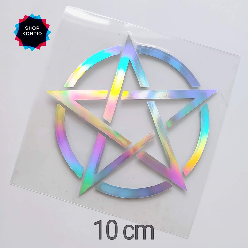 Tem Decal 7 Màu Ngôi Sao 5 Cánh Dán Xe, Nón Bảo Hiểm, Laptop
