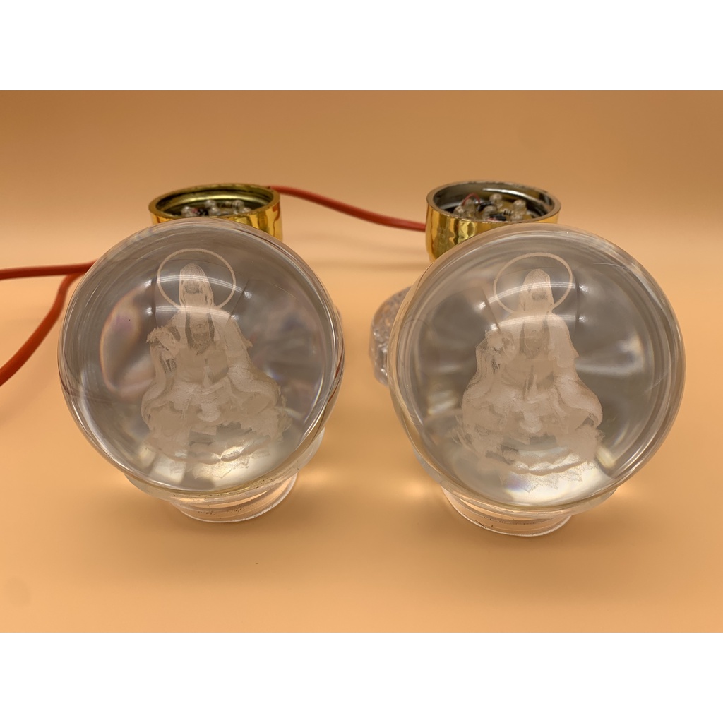 Đèn pha lê quan âm cao cấp, đèn thờ cúng, trưng tủ thờ, phật mẹ quan âm