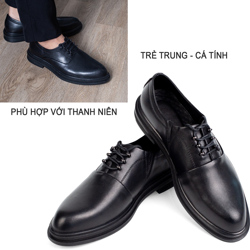 Giày nam đế cao da bò nappa cao cấp G123 Bụi leather- Trẻ trung năng động- Bảo hành 12 tháng