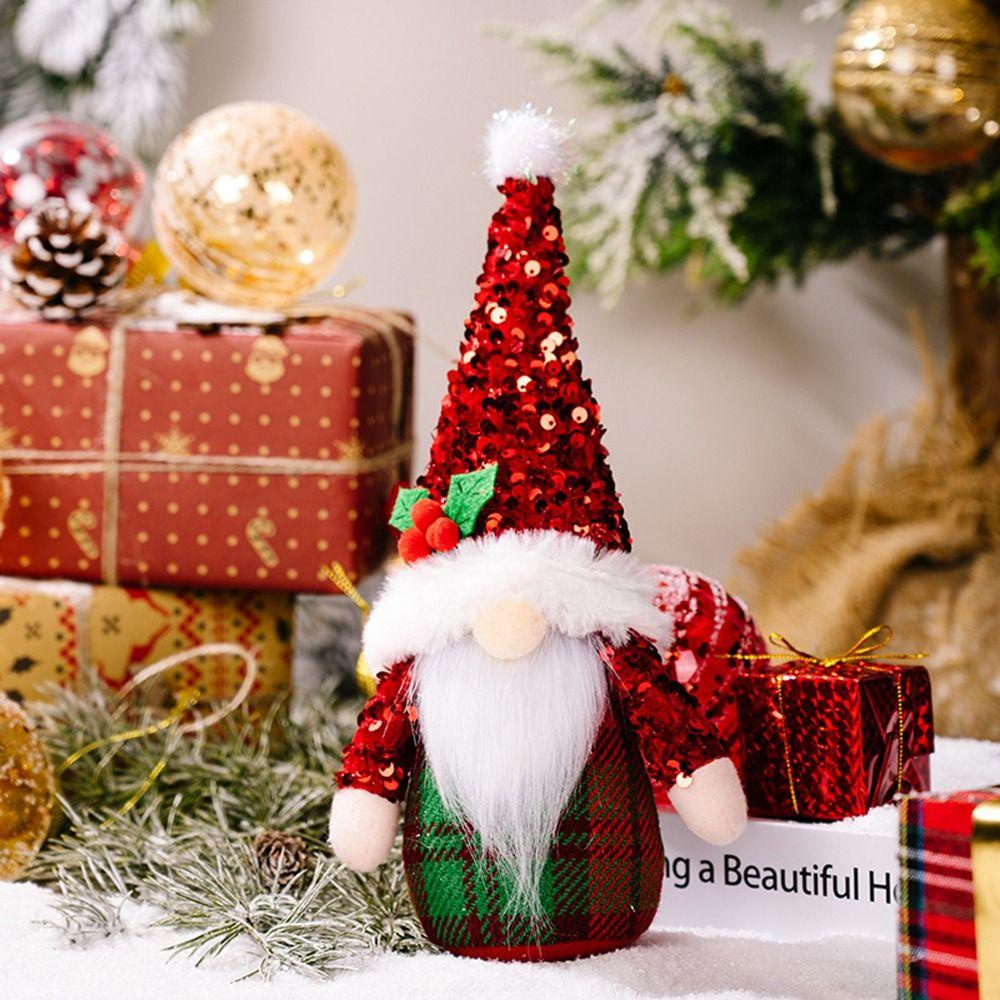 Pinevn Đồ Chơi Trang Trí Giáng Sinh Đính Kim Sa Mũ Lông Nhung Gnome Rudolph Gnomes
