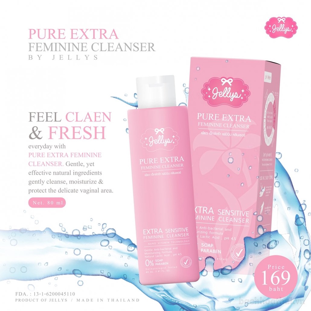 Dung dịch vệ sinh Jellys Pure Extra Feminine Cleanser (Thái Lan)