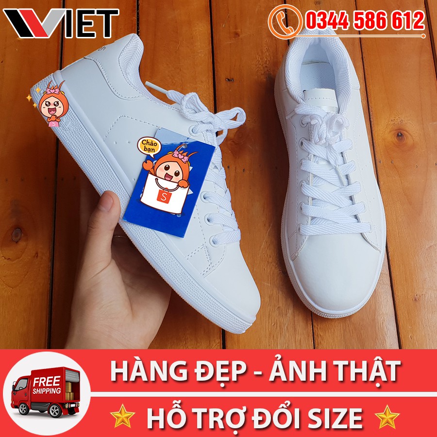 Giày Thể Thao Stan Smith Gót Trắng Cao Cấp