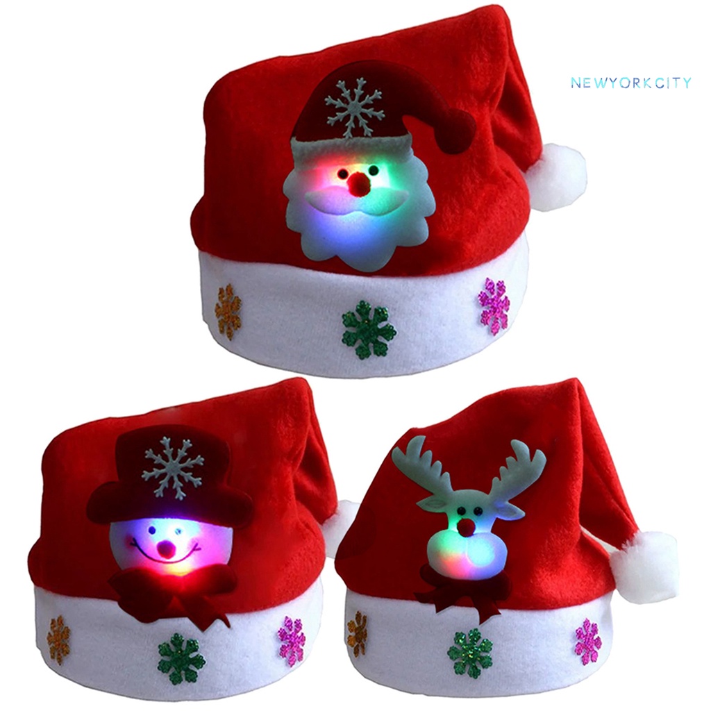 Mũ Ông Già Noel Tuần Lộc Người Tuyết Tuần Lộc Có Đèn LED Dễ Thương Trang Trí Giáng Sinh