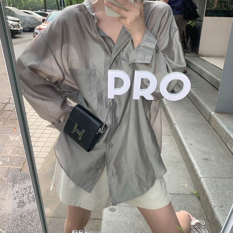 Áo Sơ Mi Dáng Rộng Xuyên Thấu Cho Nữ | BigBuy360 - bigbuy360.vn