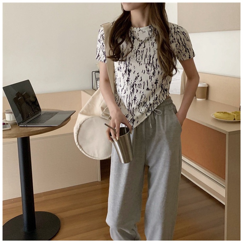 MS6695 Áo thun nữ vẩy sơn vạt chéo cá tính