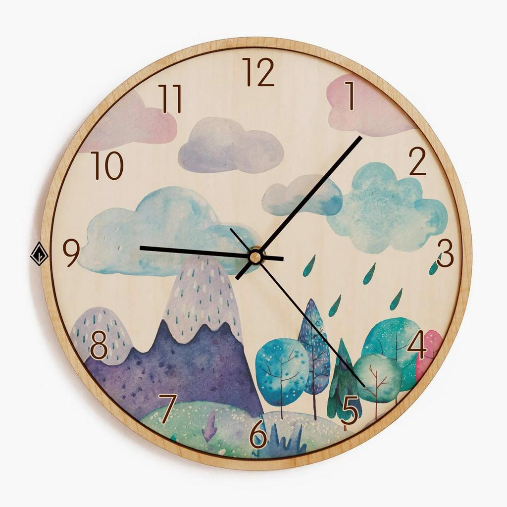 Đồng hồ gỗ treo tường Phong Cảnh - Đồng hồ gỗ cao cấp decor, trang trí nhà cửa sang trọng hiện đại NAU FACTORY