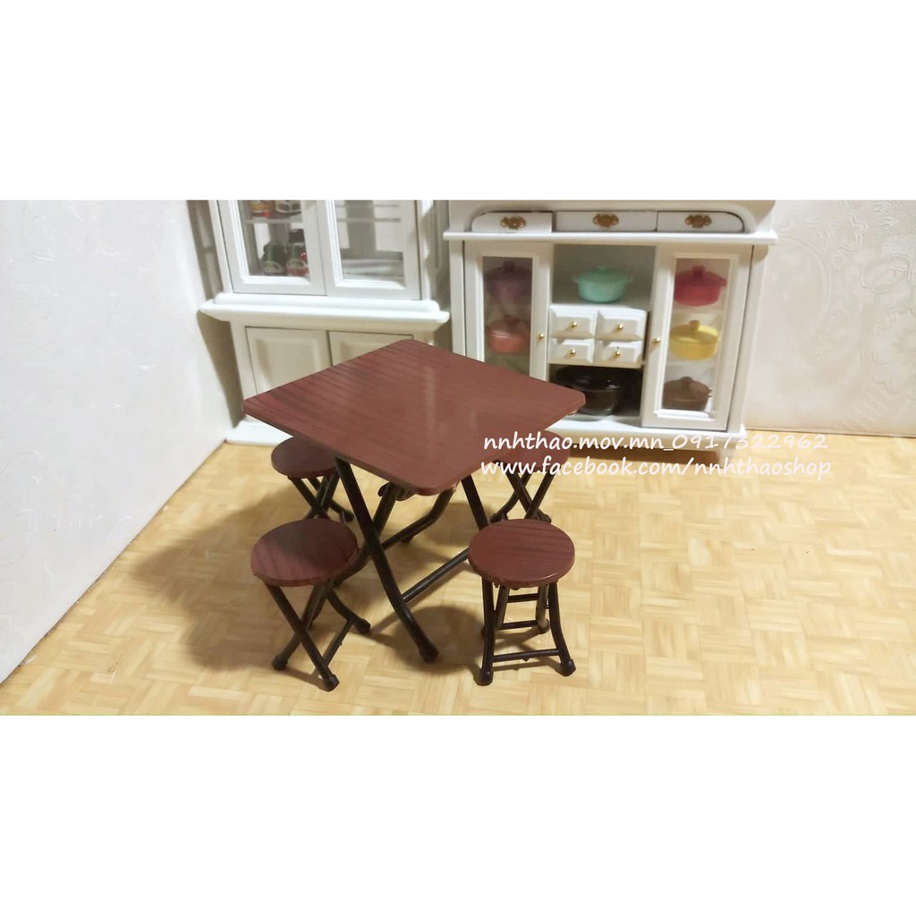 Miniature, dollhouse_bộ bàn ghế xếp 1:12