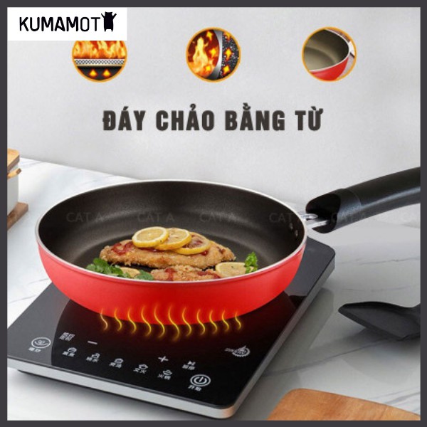 Chảo chống dính bếp từ cao cấp - Có nắp đậy cường lực chống nóng [24cm-26cm] - An toàn cho sức khỏe