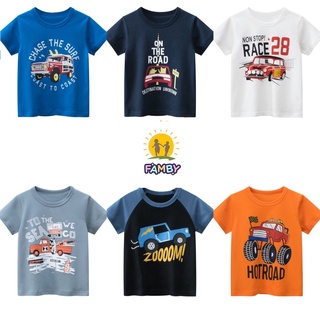 Áo thun bé trai Famby áo thun cho bé họa tiết ô tô ngộ nghĩnh chất cotton