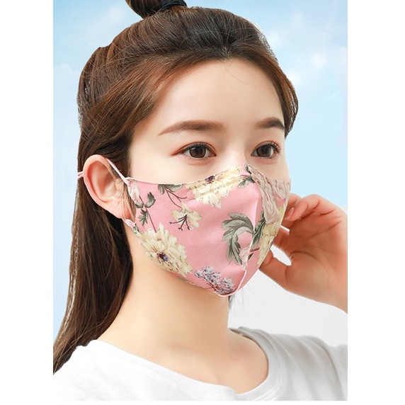 Khẩu Trang cotton Siêu Mỏng Thoáng Khí Hình Hoa 3D Thời Trang Mùa Hè Dành Cho Nữ 2022