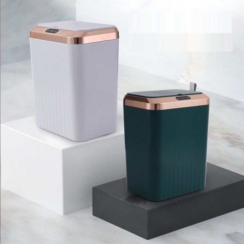 Thùng rác CẢM ỨNG thông minh đóng mở tự động có đèn phát sáng dung tích 13 lít