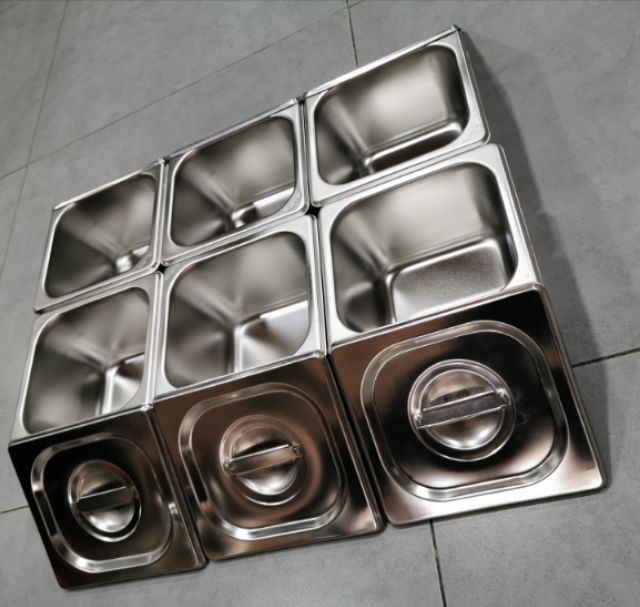 Combo 6 khay inox đựng topping,thạch trà sữa 17x18 cao 10cm