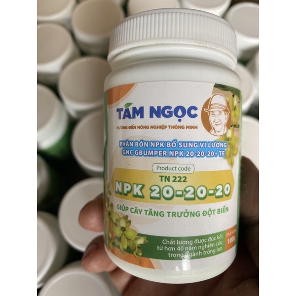 Phân bón NPK 20-20-20 Tám Ngọc (hũ 100gr) chuyên dùng hoa Phong Lan &amp; hoa kiểng