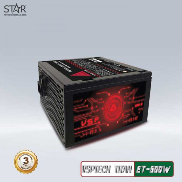 Nguồn VSP Titan ET ATX 500W LED + Dây Nguồn (ET500W)