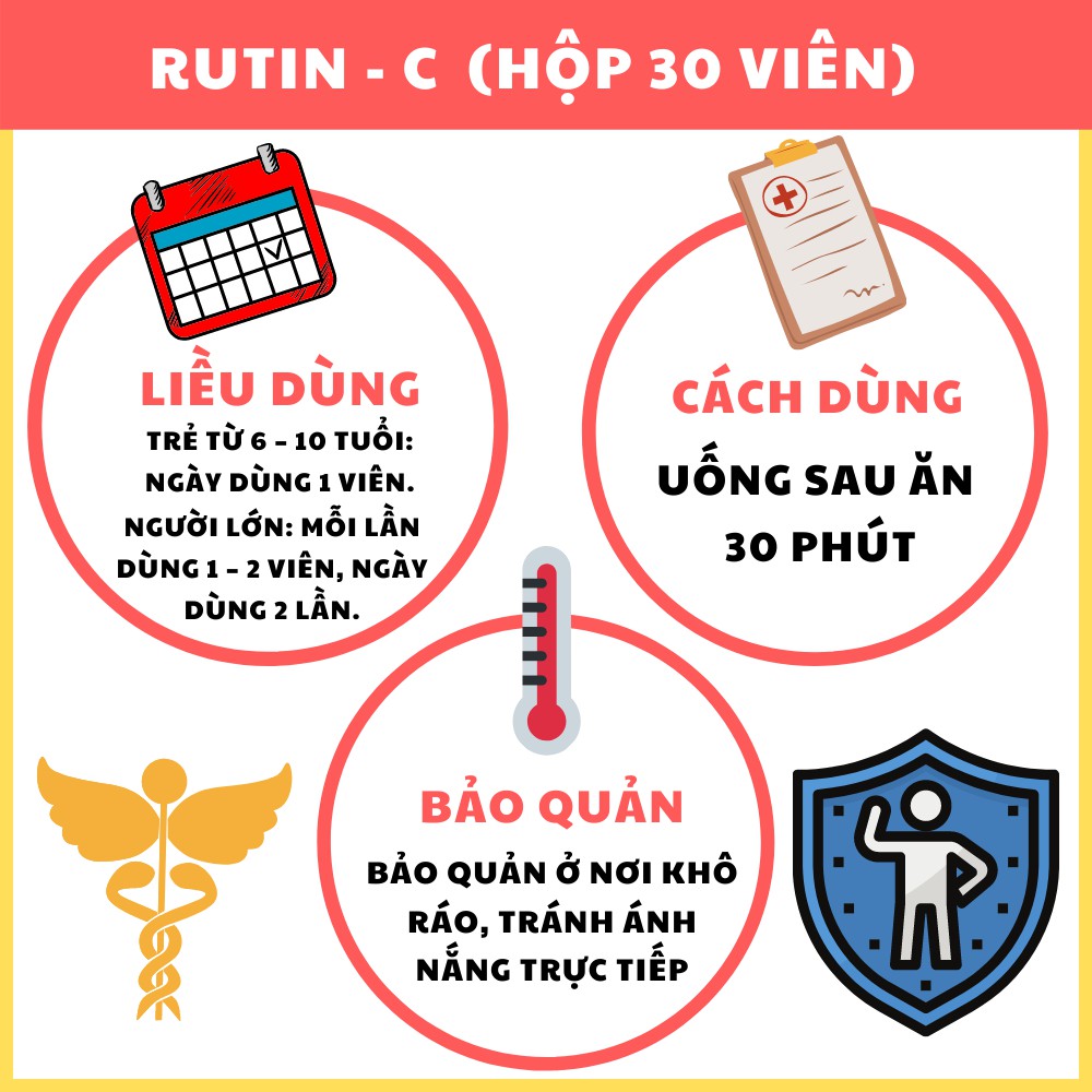 Rutin C - Rutin C - Hỗ trợ làm giảm suy giãn tĩnh mạch trực tràng ở người bị trĩ, sa búi trĩ (Hộp 30 viên)