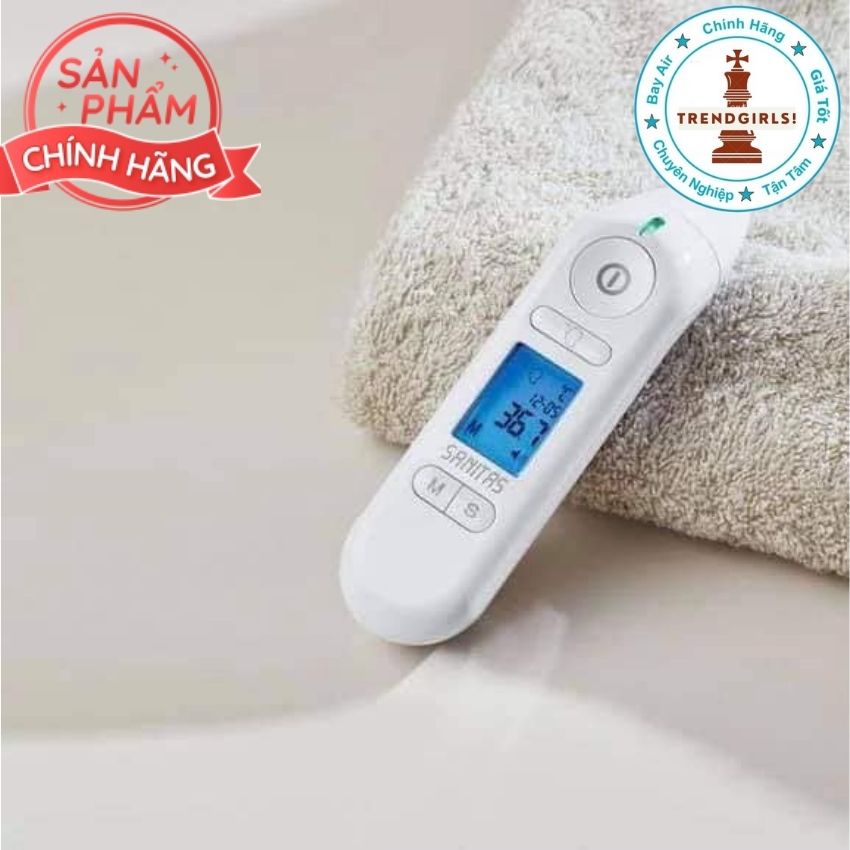 Nhiệt Kế Điện Tử Hồng Ngoại Đa Năng đo trán đo tai Sanitas SFT 79 của Đức