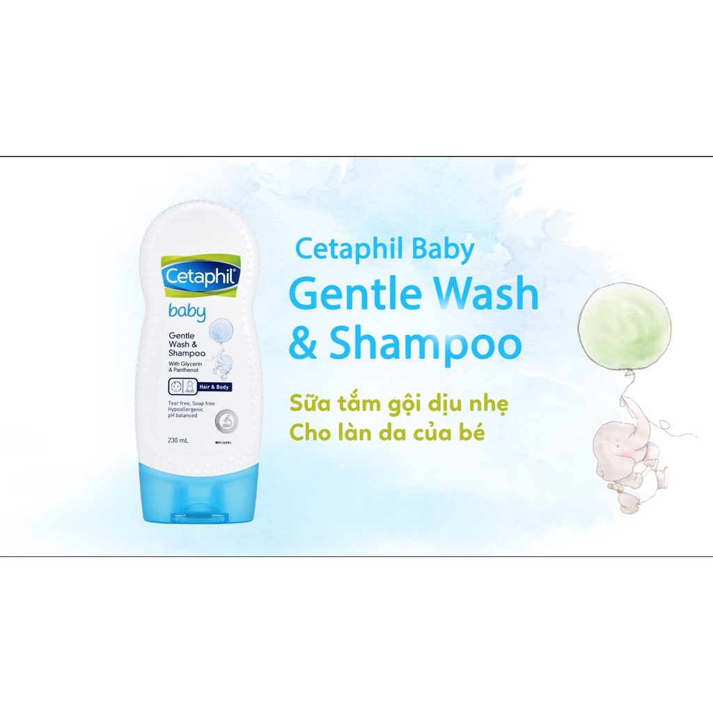 Sữa tắm gội  toàn thân 2 trong 1 cho bé Cetaphil Baby Gentle Wash & Shampoo (Chai 230ml) - CN318