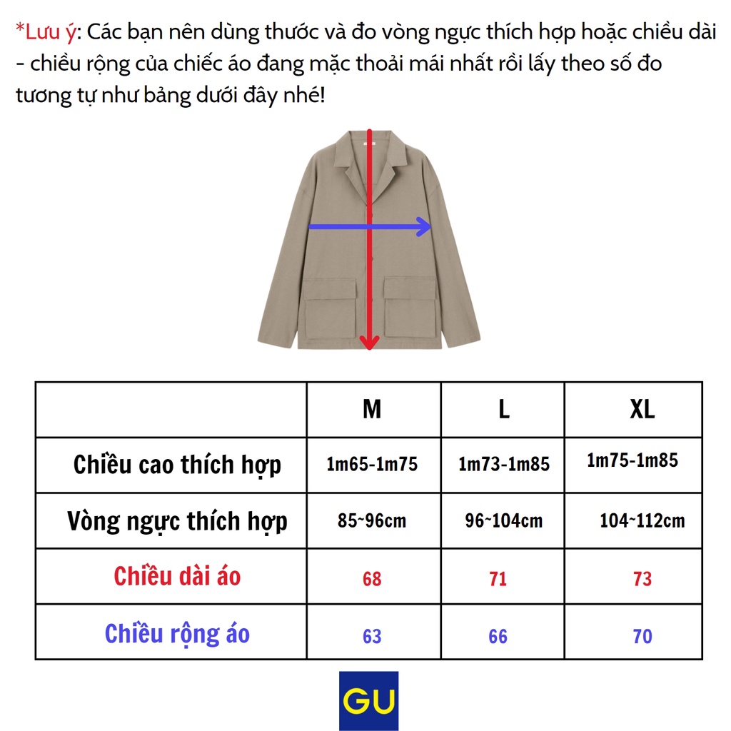 Áo sơ mi GU vest form rộng màu rêu trầm ❤️