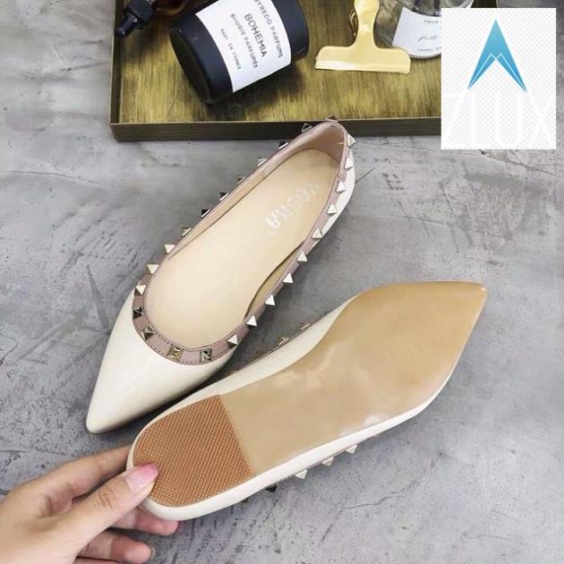 💍👙 (Order) Giày nữ mũi nhọn nạm đinh chất da bóng, đế bệt dáng sang chảnh ( ảnh thật cuối) 💍👙