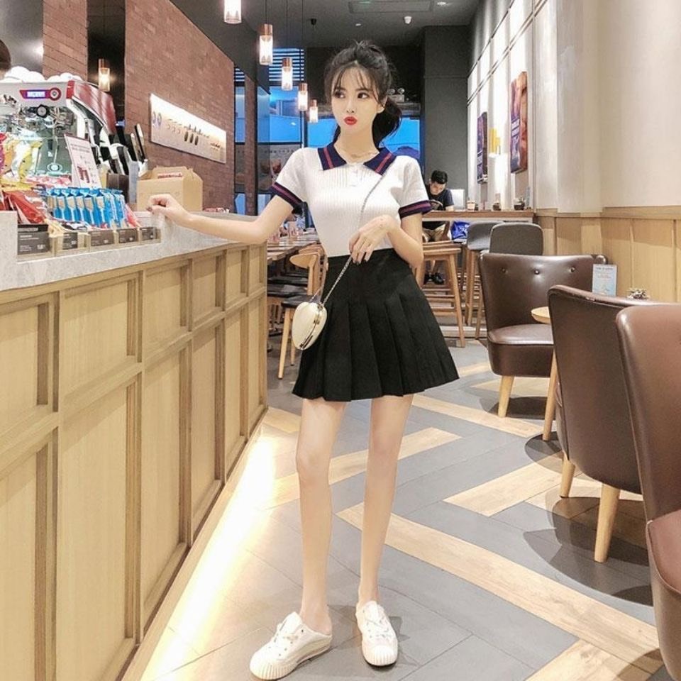 Áo Len Dệt Kim Cổ Bẻ Nút Sọc Tay Ngắn | Smide Clothing