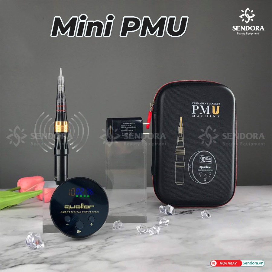 Máy phun xăm kỹ thuật số mini kim lò xo PMU-03, Máy phun môi kỹ thuật số Sendora