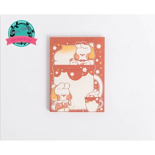 [ẢNH THẬT] Tập 100 tờ giấy note thỏ trắng và hoa tuyết siêu đáng yêu