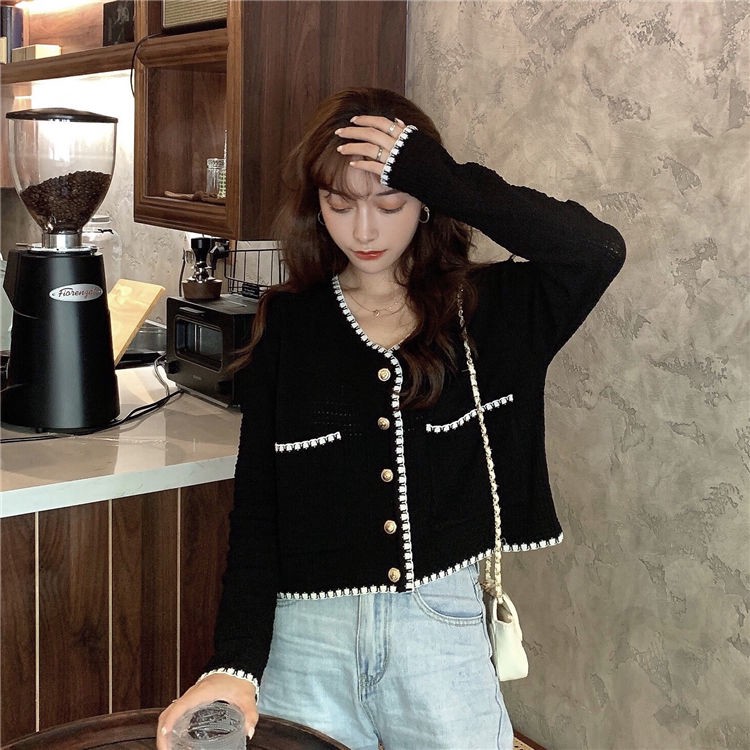 Áo cardigan dệt kim dài tay cổ chữ V cài nút thanh lịch phong cách Hàn Quốc cho nữ | BigBuy360 - bigbuy360.vn