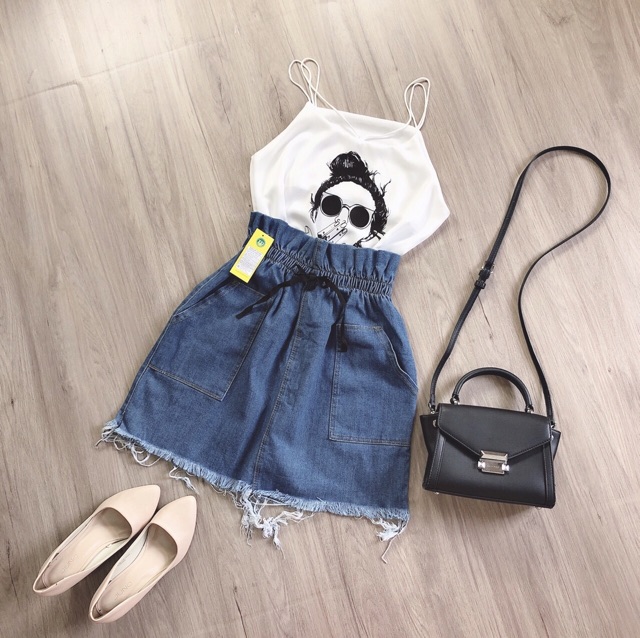 Chân váy lưng thun rách viền dài 45cm | BigBuy360 - bigbuy360.vn