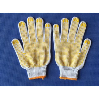Găng tay len phủ hạt nhựa vàng (COMBO 10 đôi)