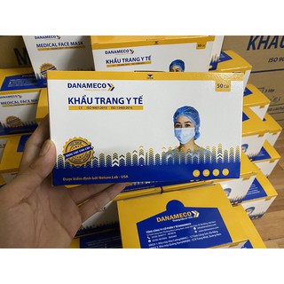 Hộp 50c Khẩu Trang Y Tế DANAMECO - Hàng cao cấp, dập Logo, White