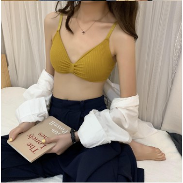 Áo Bra Nữ 2 Dây Cotton Thắt Nơ Ko Gọng, Đệm Nâng Ngực Dây Điều Chỉnh BR04