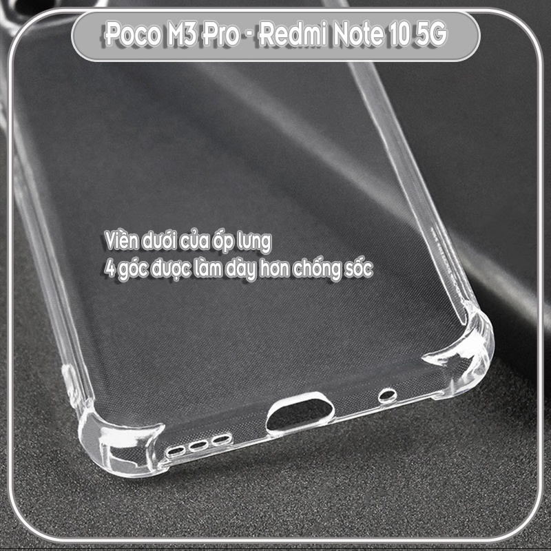 Ốp lưng cho Xiaomi Redmi Note 10 5G - Poco M3 Pro TPU Trong Suốt Che Camera
