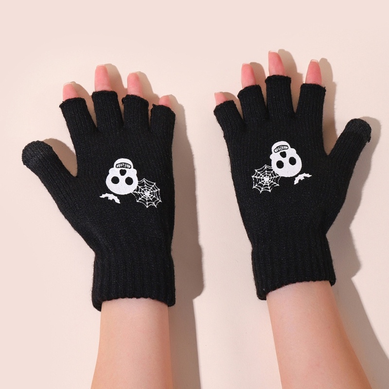 Găng Tay Len Hở Ngón Giữ Ấm Mùa Đông Cho Nữ