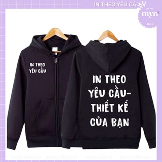 Áo Khoác Đen Có Nón Đủ Size In Theo Yêu Cầu ( IN HÌNH CÁ NHÂN, HÌNH NHÓM, LỚP,...)