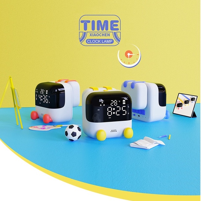 Đồng hồ báo thức Xiaochen cảm ứng âm thanh tích hợp đèn ngủ điều chỉnh độ sáng với tính năng hẹn giờ, hiển thị nhiệt độ