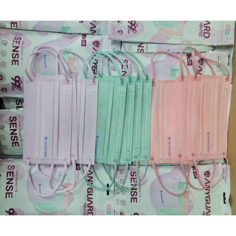 Khẩu Trang Y Tế Sense - có 10 cái 3 màu trong 1 bịch