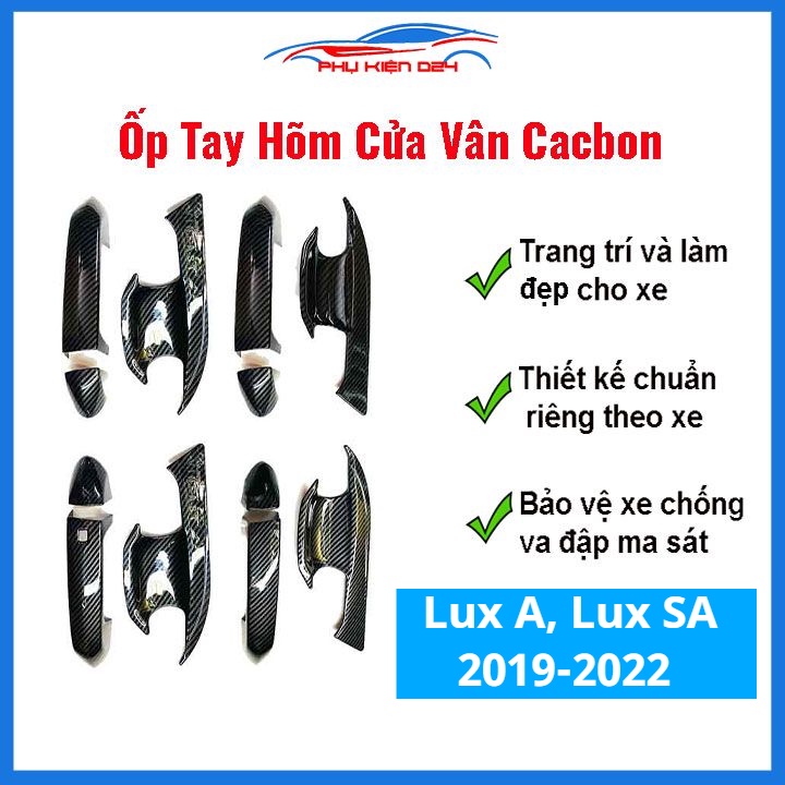 Ốp tay hõm Vinfast Lux A , Lux SA 2019-2020-2021-2022 vân Cacbon bảo vệ chống trầy cửa xe
