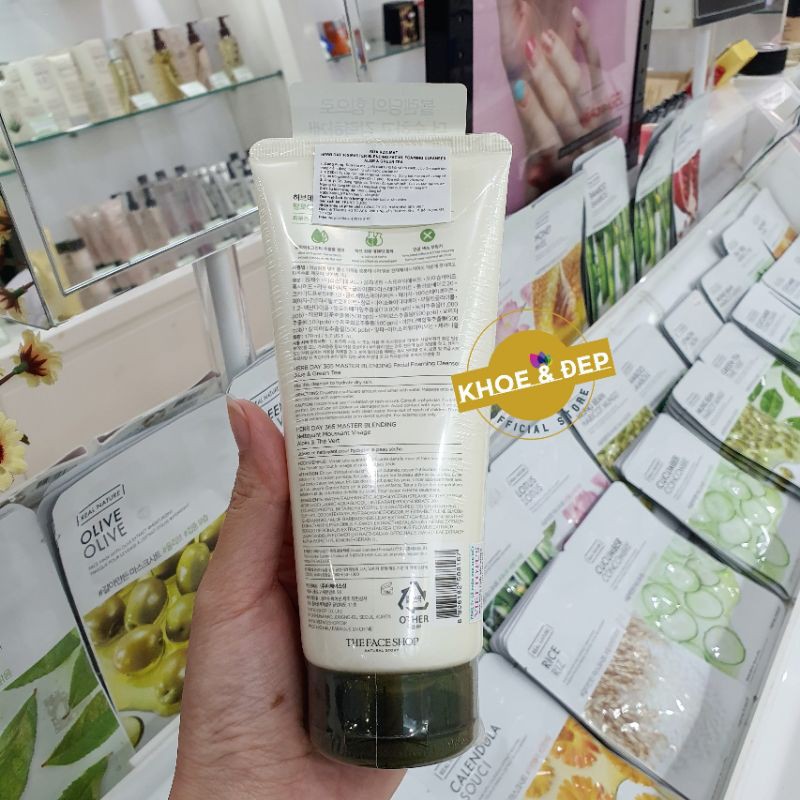 Sữa Rửa Mặt THEFACESHOP HERB DAY 365  FACIAL FOAMING CLEANSER ALOE & GREEN TEA 170ml, Nha đam và Trà xanh