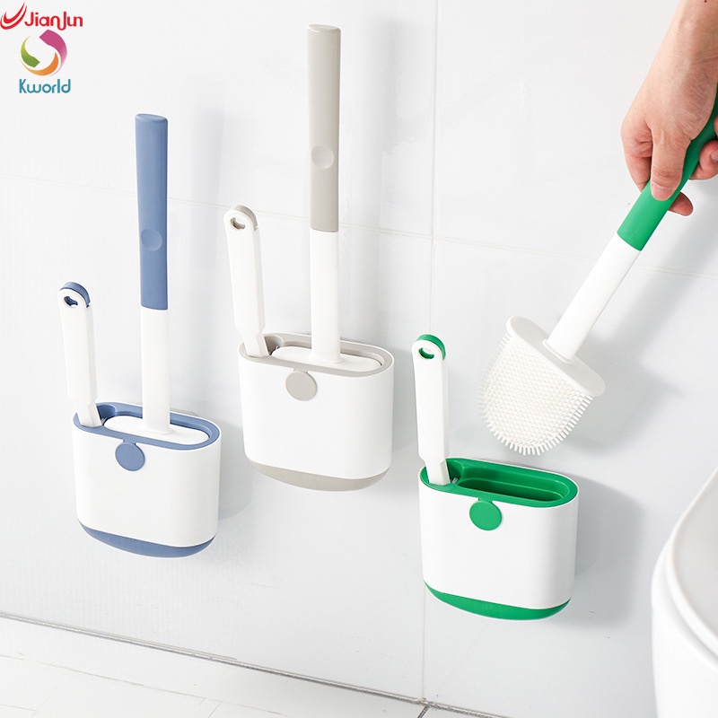 Bộ Bàn Chải Chà Toilet Với Tay Cầm Dài Và Giá Đỡ Bằng Silicone Tiện Dụng